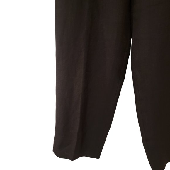 Talbots Irish Linen Pants Size 10P Black Cropped Lined High Rise Dress Trousers - Picture 6 of 8